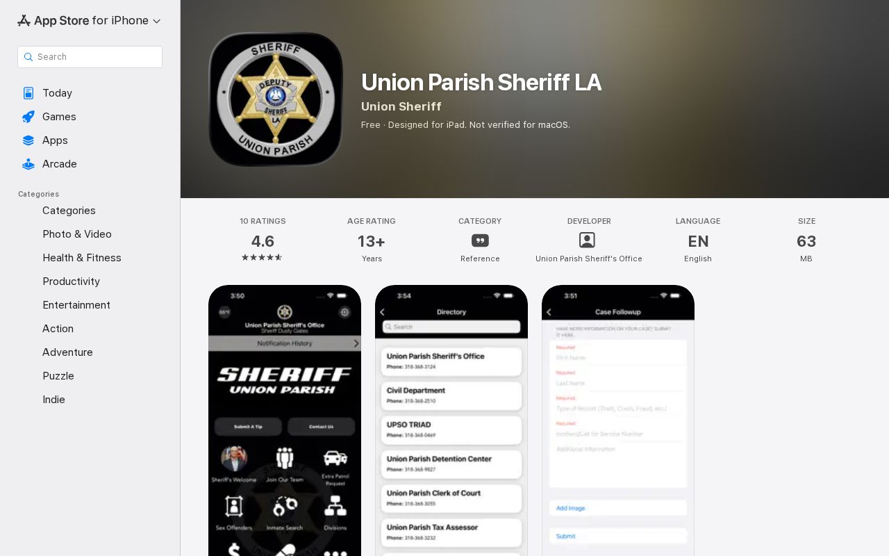 Union Parish arrests mobile app listing and custody features