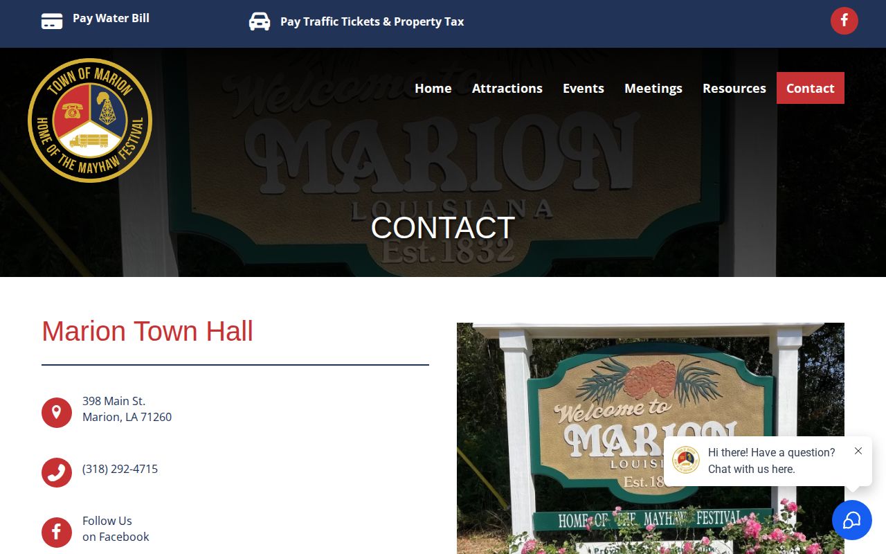 Official Marion Town Hall and Police contact for recent arrest records